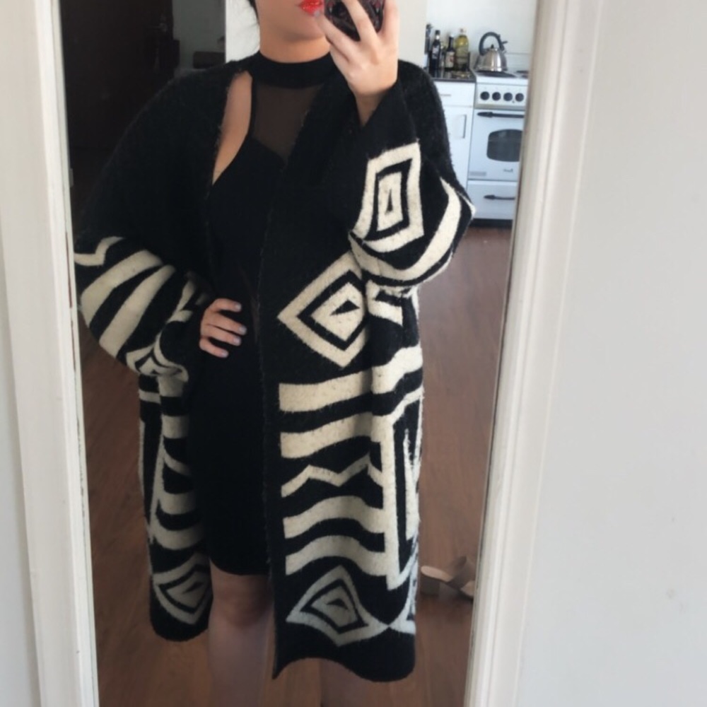 Zara geometric and Aztec cape cardigan